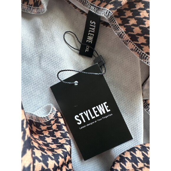 NWT Wool Houndstooth Coat Camel Black Shacket Cinched Sleeves Pockets XXL - Picture 6 of 7